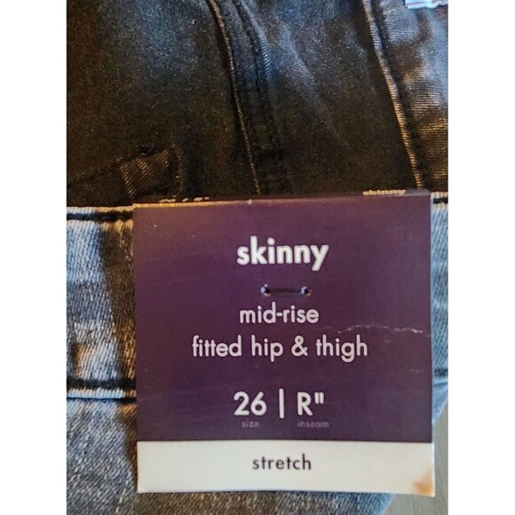 Ava & Viv Women's Mid-Rise Cropped Skinny Jeans, Charcoal Size 26 - Picture 4 of 14